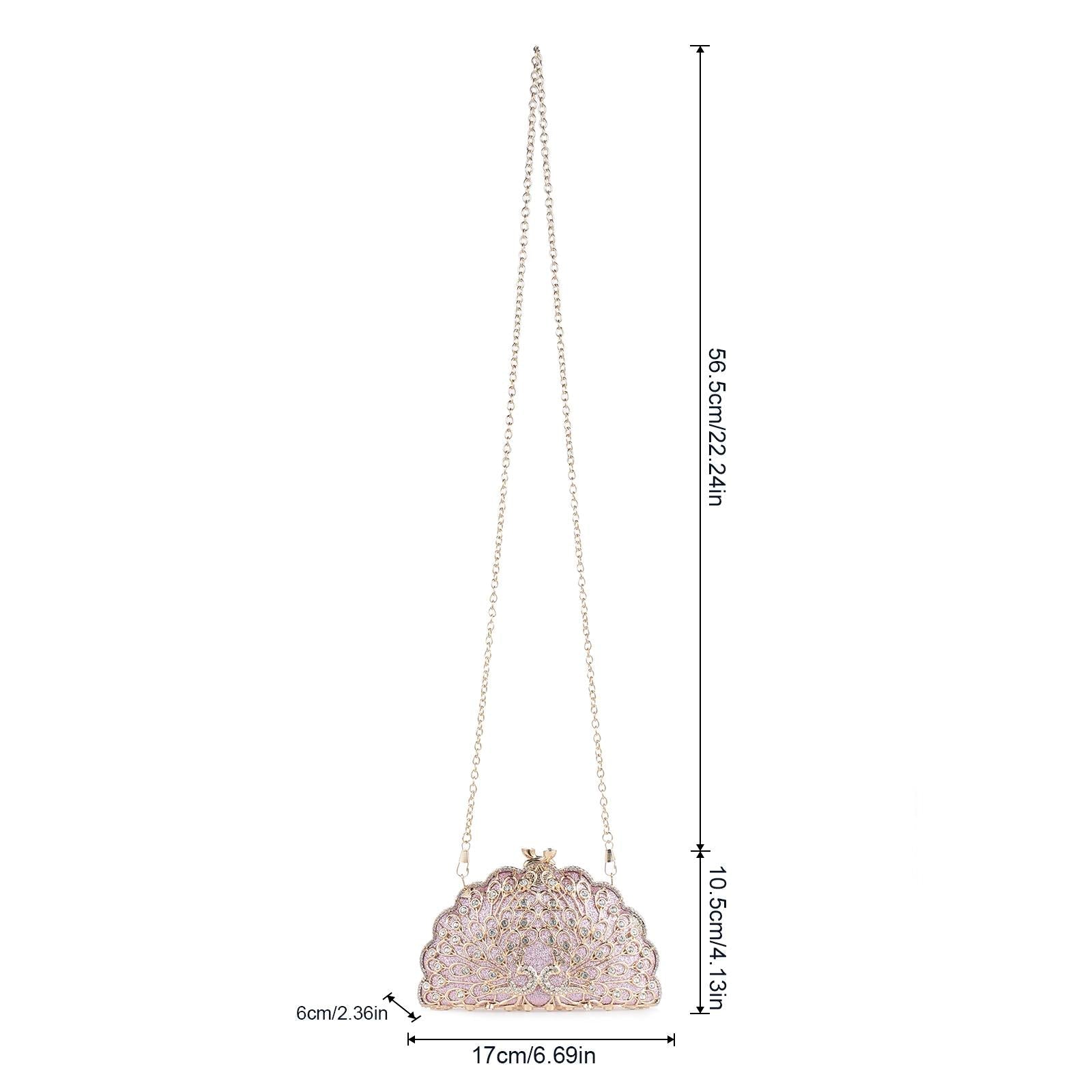 Cozyroomdirect Exotic Peacock Rhinestone Clutch – Luxury Hard-Shell Evening Bag