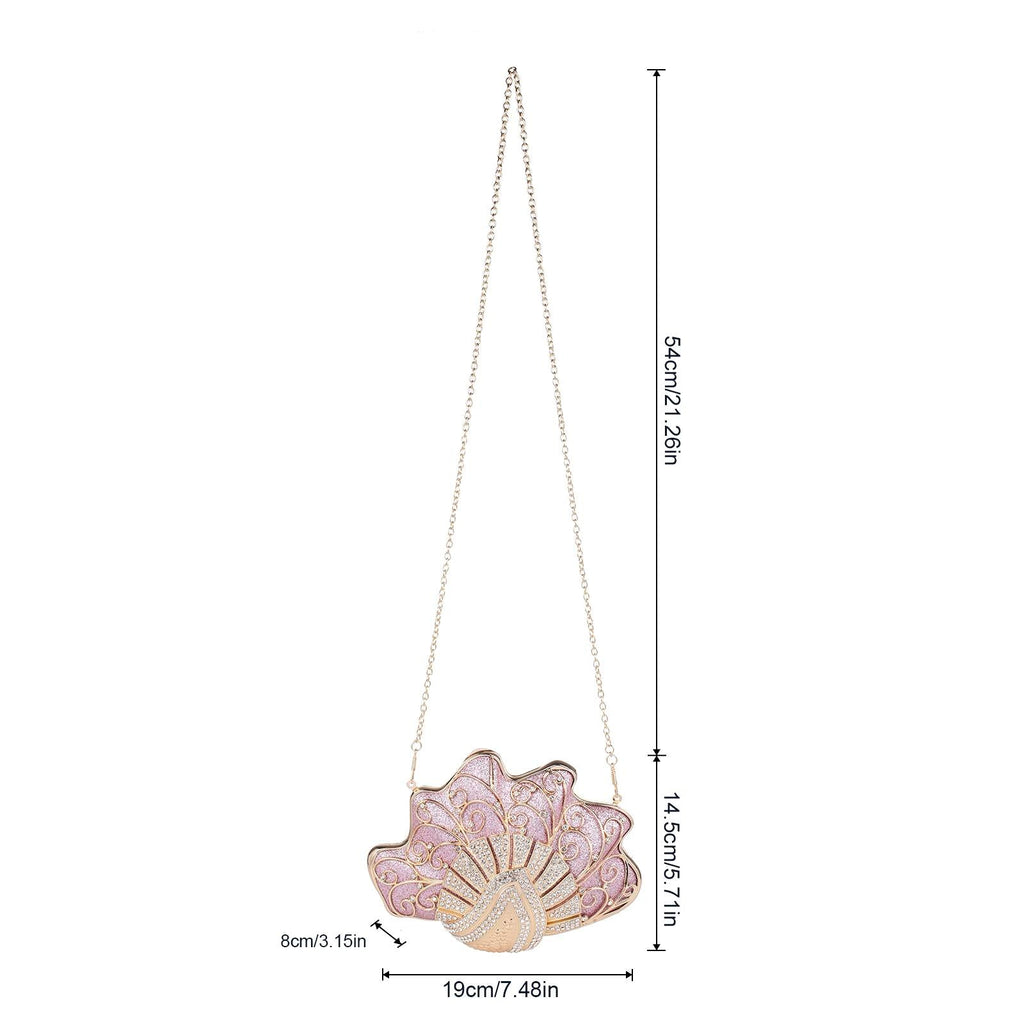 Cozyroomdirect Shell-Shaped Rhinestone Evening Clutch – Luxury Hard-Shell Handbag