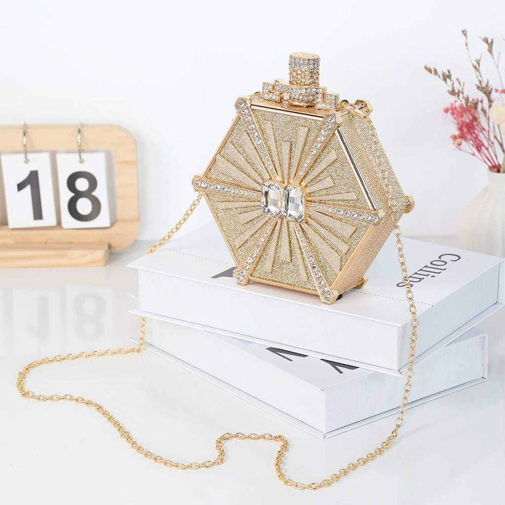 Cozyroomdirect Luxury Rhinestone Perfume Bottle Handbag