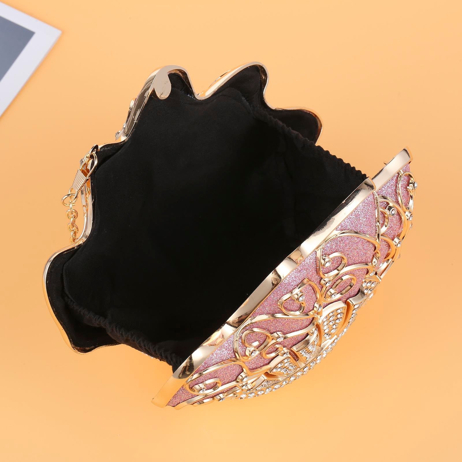 Cozyroomdirect Shell-Shaped Rhinestone Evening Clutch – Luxury Hard-Shell Handbag
