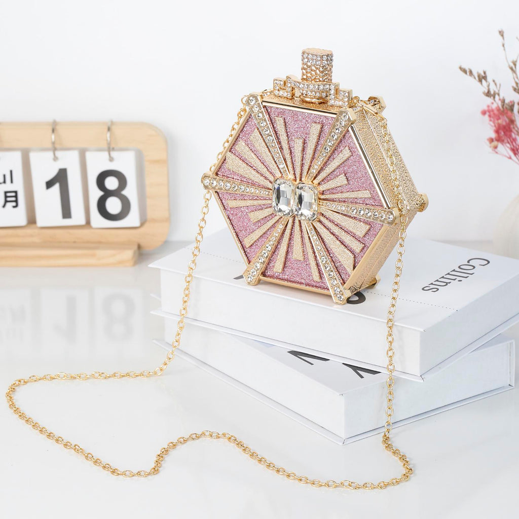 Cozyroomdirect Luxury Rhinestone Perfume Bottle Handbag