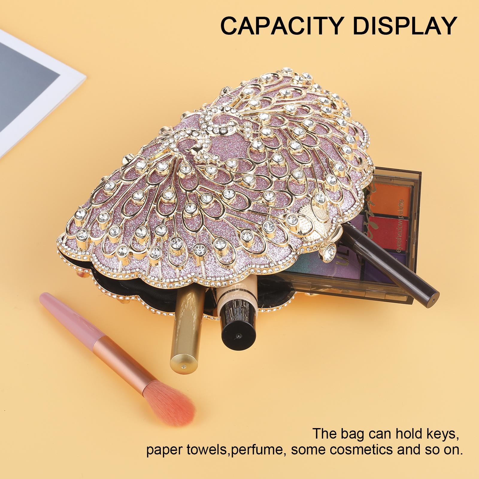 Cozyroomdirect Exotic Peacock Rhinestone Clutch – Luxury Hard-Shell Evening Bag