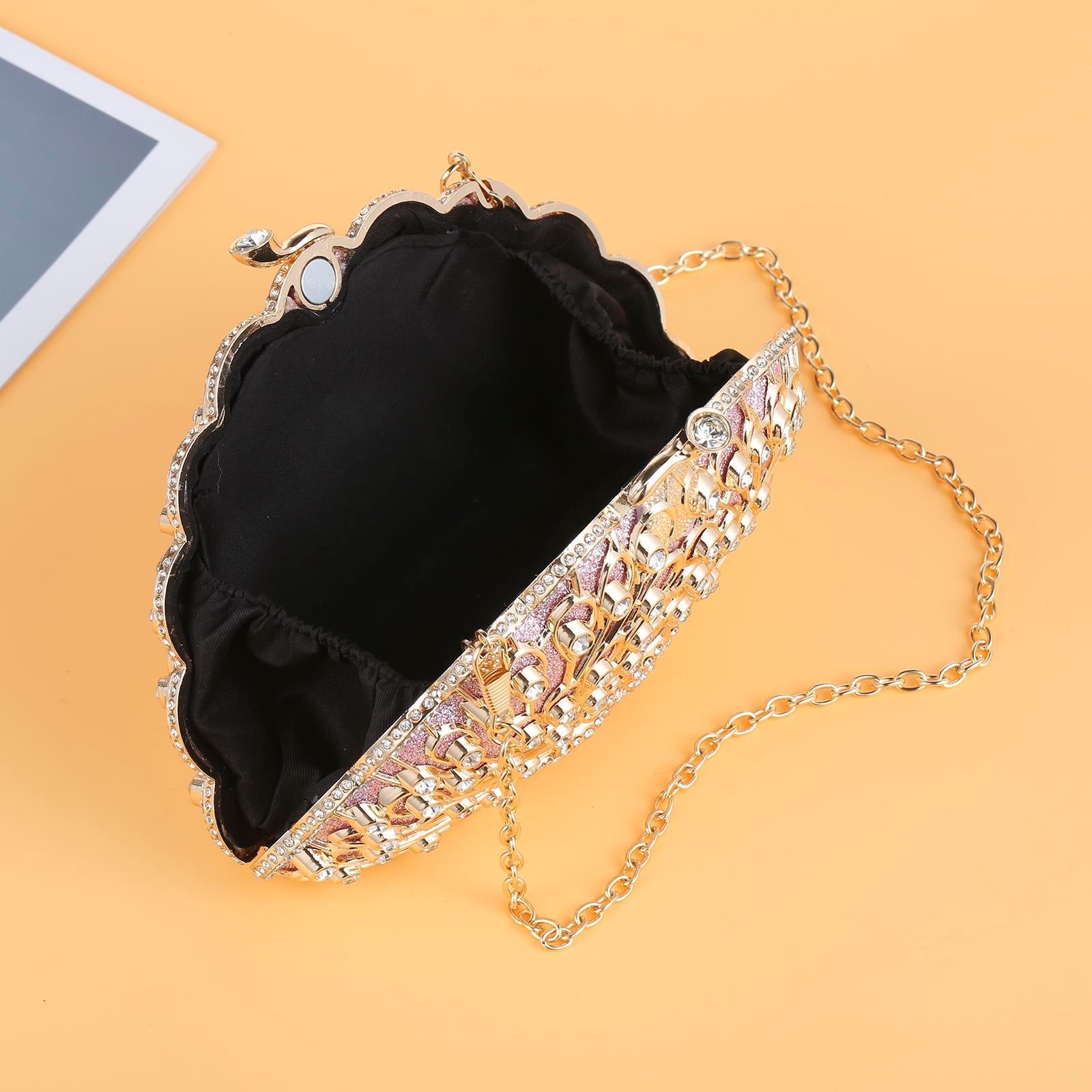 Cozyroomdirect Exotic Peacock Rhinestone Clutch – Luxury Hard-Shell Evening Bag