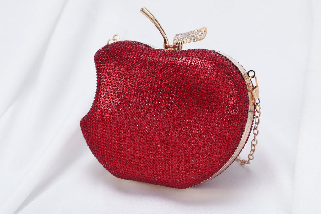 Apple-Shaped Rhinestone Evening Clutch Mini Small Bag