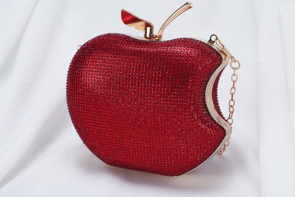 Apple-Shaped Rhinestone Evening Clutch Mini Small Bag