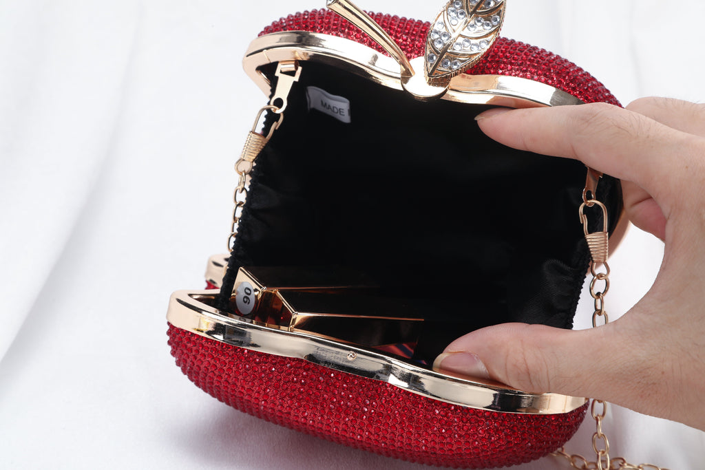 Apple-Shaped Rhinestone Evening Clutch Mini Small Bag