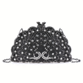 Cozyroomdirect Exotic Peacock Rhinestone Clutch – Luxury Hard-Shell Evening Bag